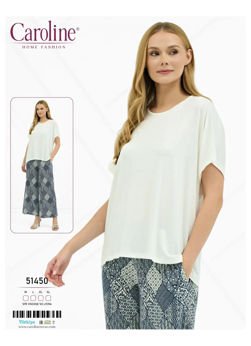 Caroline 51450 Оптом Турция Фабрика Пижама Женская Комплект с Брюками M+L+XL+XL Caroline 51450 Купить Оптом с Турции