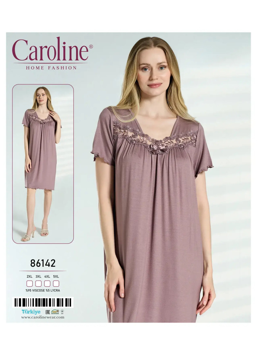 Caroline 86142 Оптом Турция Фабрика Ночная Сорочка Женская 2XL+3XL+4XL+5XL Caroline 86142 Купить Оптом с Турции