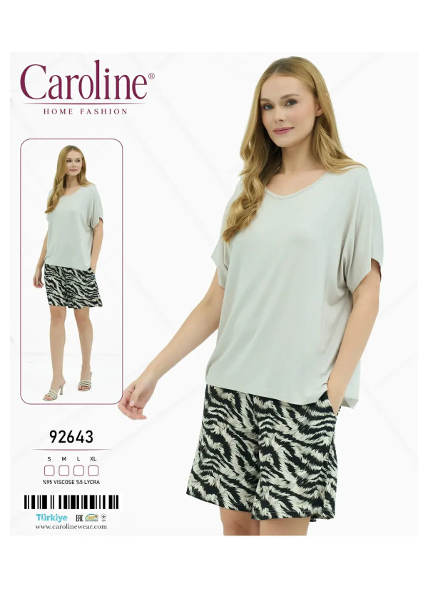 Caroline 92643 Оптом Турция Фабрика Женский Комплект с Шортами S+M+L+XL Caroline 92643 Купить Оптом с Турции