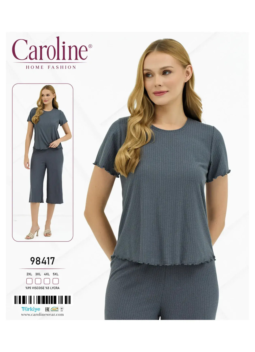 Caroline 98417 Оптом Турция Фабрика Женский Комплект с Капри 2XL+3XL+4XL+5XL Caroline 98417 Купить Оптом с Турции