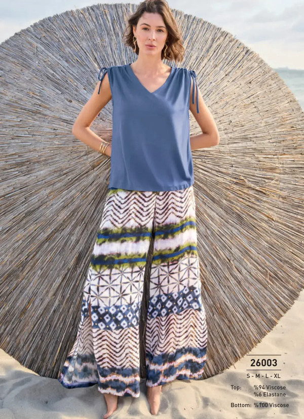 Monamise 26003 Viscose Pants Homewear Set (S+M+L+XL) — Istanbul wholesale supplier
