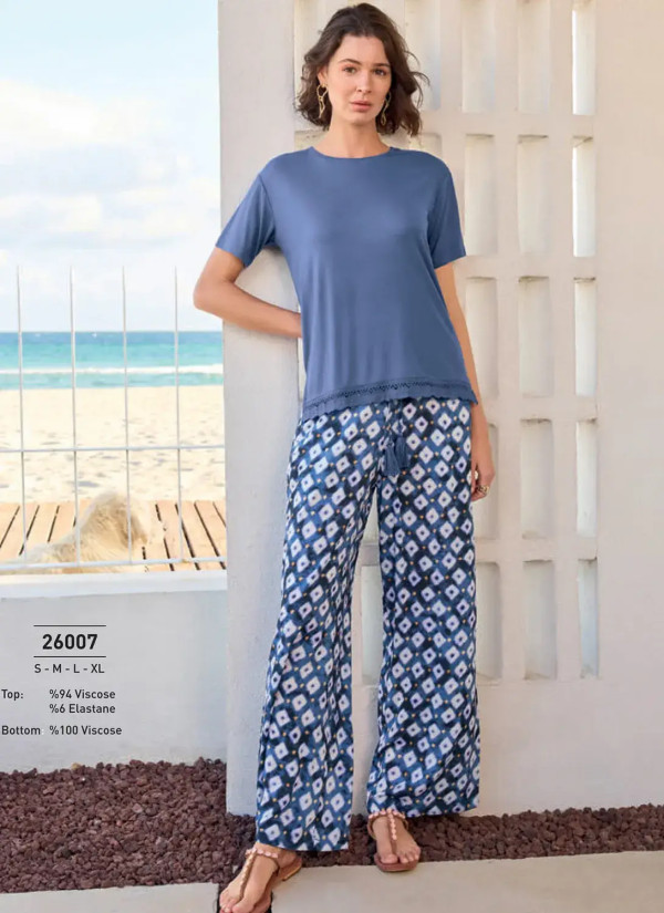 Monamise 26007 Viscose Pants Homewear Set (S+M+L+XL) — wholesale from Turkey