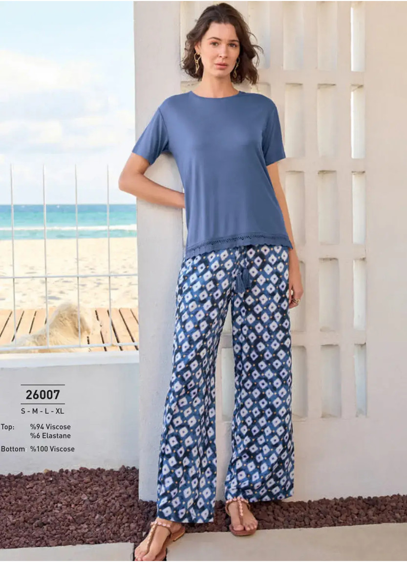 Monamise 26007 Viscose Pants Homewear Set (S+M+L+XL) — wholesale from Turkey