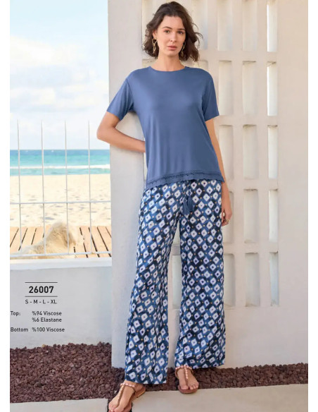 Monamise 26007 Viscose Pants Homewear Set (S+M+L+XL) — wholesale from Turkey