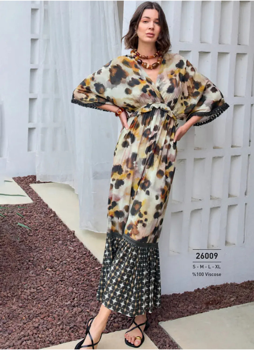 Платье из Вискозы (S+M+L+XL) Monamise 26009 — турецкий текстиль оптом