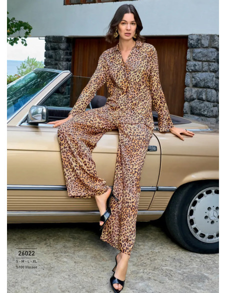 Monamise 26022 Viscose Pants Homewear Set (S+M+L+XL) — factory-direct from Turkey