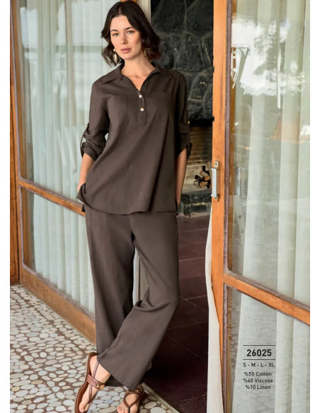 Комплект с Брюками из Вискозы (S+M+L+XL) Monamise 26025 — купить оптом со Стамбула