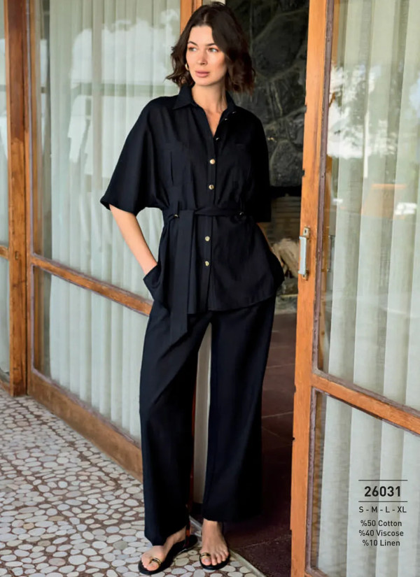 Monamise 26031 Viscose Pants Homewear Set (S+M+L+XL) — direct Turkish factory supply