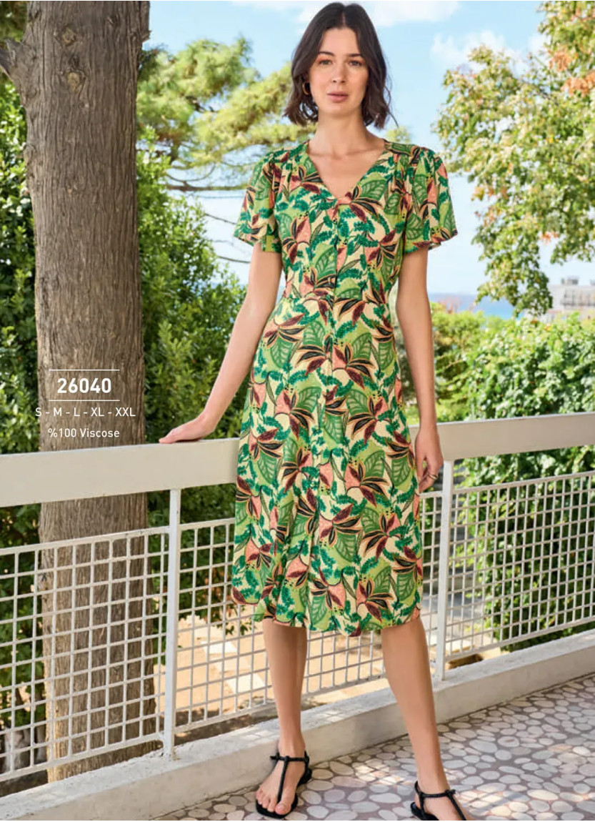Платье из Вискозы (S+M+L+XL+2XL) Monamise 26040 — оптовая поставка из Турции