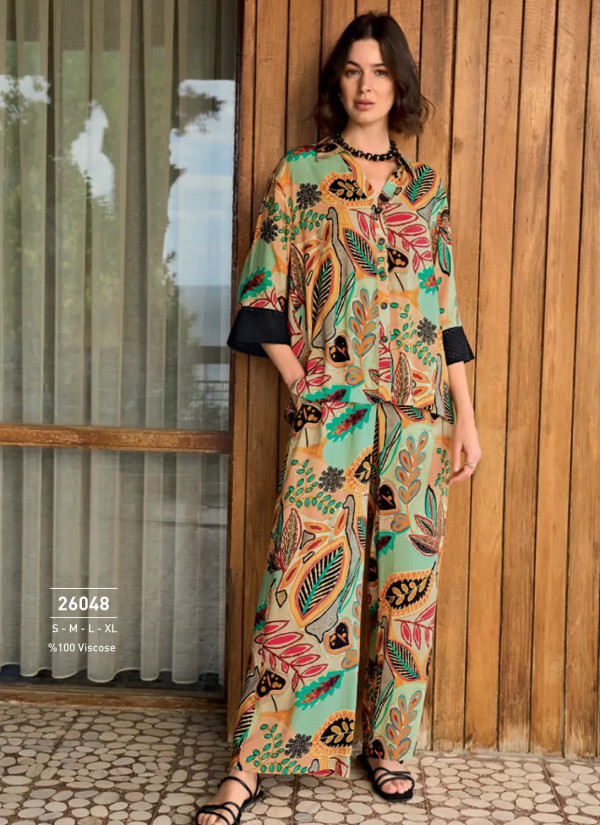 Monamise 26048 Viscose Pants Homewear Set (S+M+L) — Turkey wholesale collection