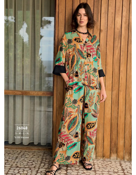 Monamise 26048 Viscose Pants Homewear Set (S+M+L) — Turkey wholesale collection