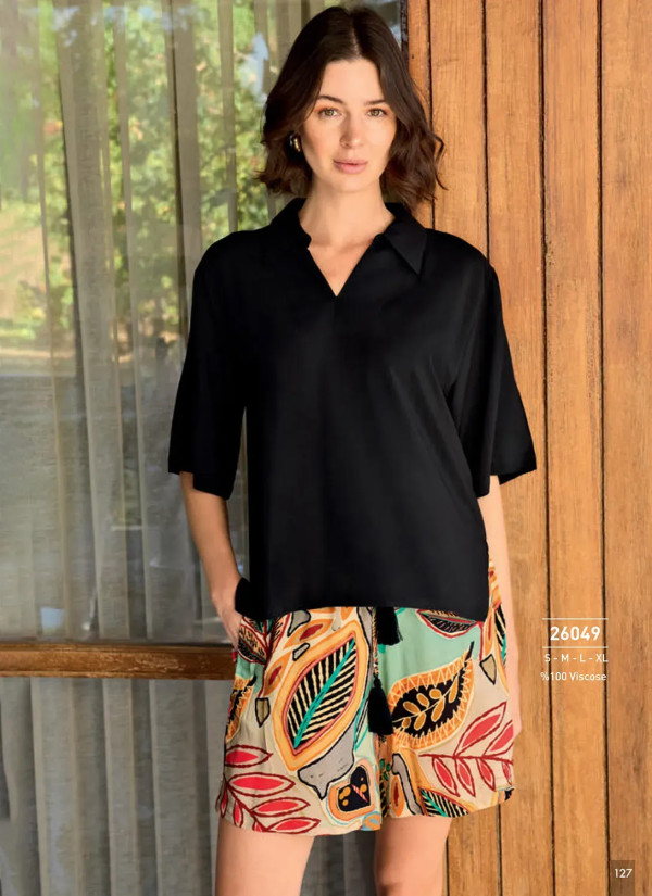 Monamise 26049 Viscose Shorts Homewear Set (S+M+L) — factory-direct from Turkey