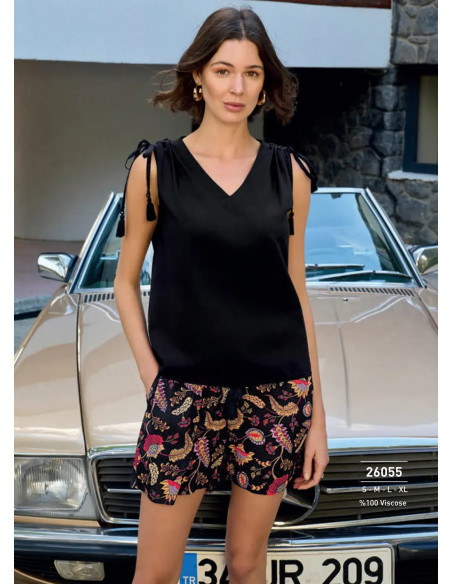 Monamise 26055 Viscose Shorts Homewear Set (S+M+L+XL) — Istanbul wholesale supplier