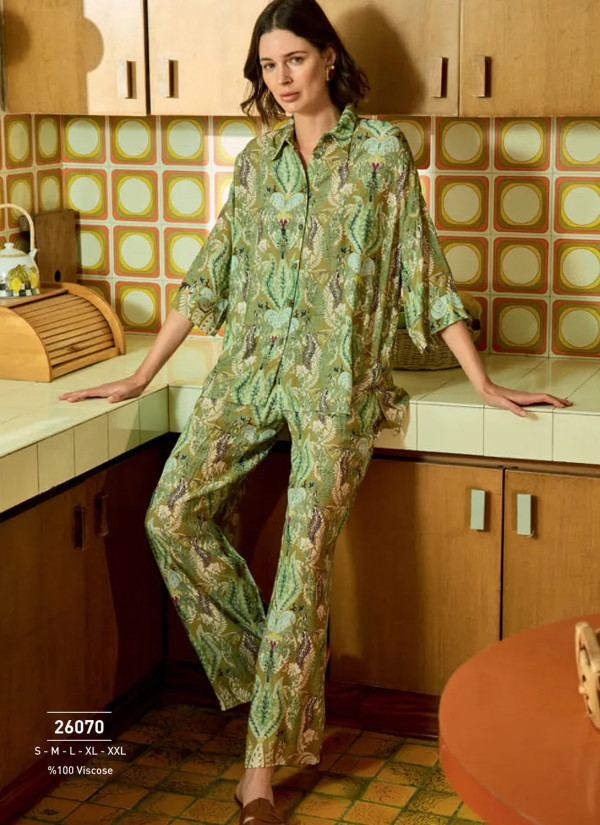 Monamise 26070 Viscose Pants Homewear Set (L+2XL) — Istanbul wholesale supplier