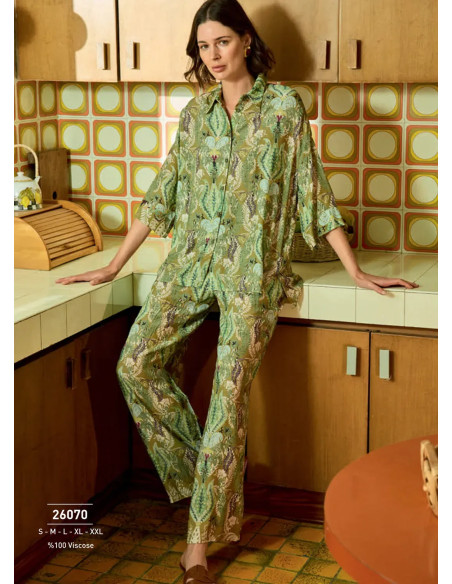 Monamise 26070 Viscose Pants Homewear Set (L+2XL) — Istanbul wholesale supplier