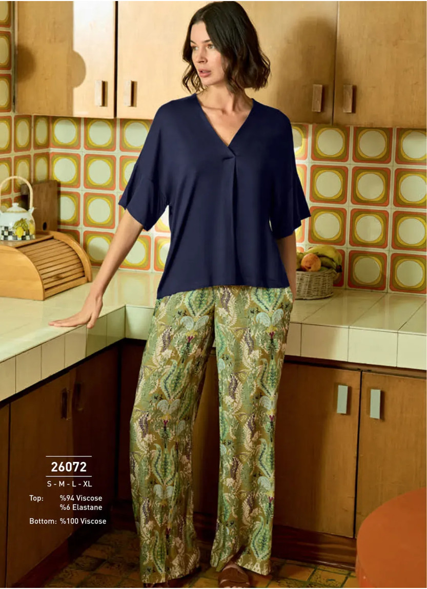 Monamise 26072 Viscose Pants Homewear Set (S+M+L+XL) — Turkish factory wholesale