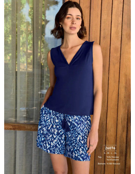 Monamise 26076 Viscose Shorts Homewear Set (S+XL) — Turkish factory wholesale