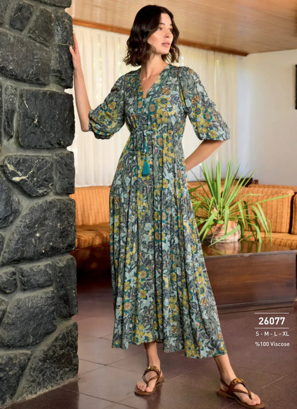 Monamise 26077 Viscose Dress (S+M+L+XL) — Turkish textile wholesale