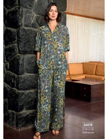 Monamise 26078 Viscose Pants Homewear Set (S+M+L+XL+2XL) — Turkey wholesale collection