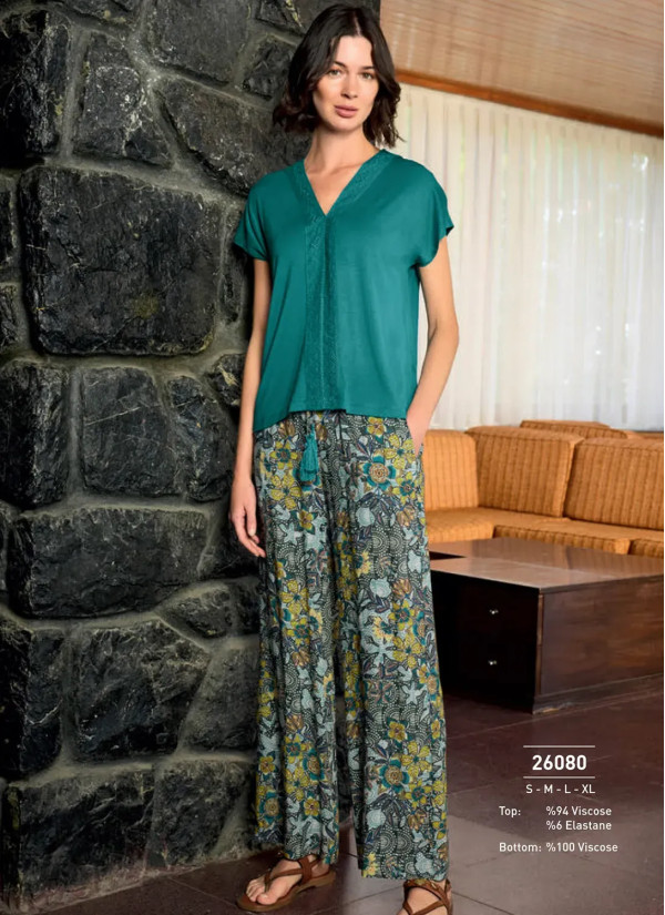 Monamise 26080 Viscose Pants Homewear Set (S+M+L+XL) — wholesale for boutiques