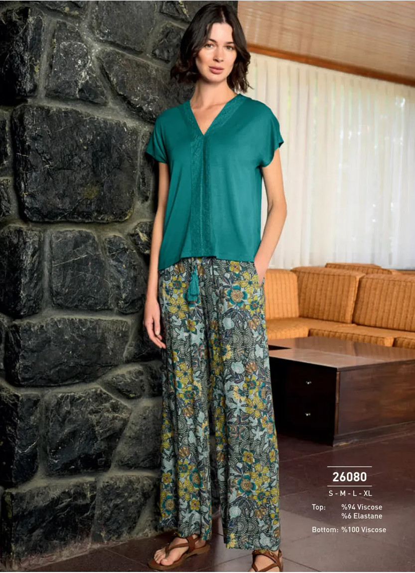 Комплект с Брюками из Вискозы с Эластаном (S+M+L+XL) Monamise 26080 — фабричная коллекция оптом