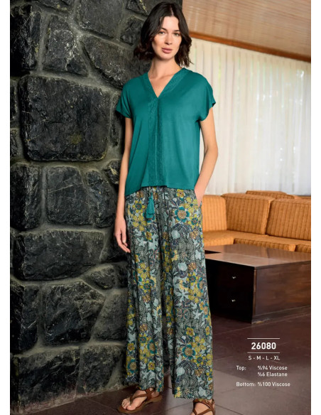 Monamise 26080 Viscose Pants Homewear Set (S+M+L+XL) — wholesale for boutiques