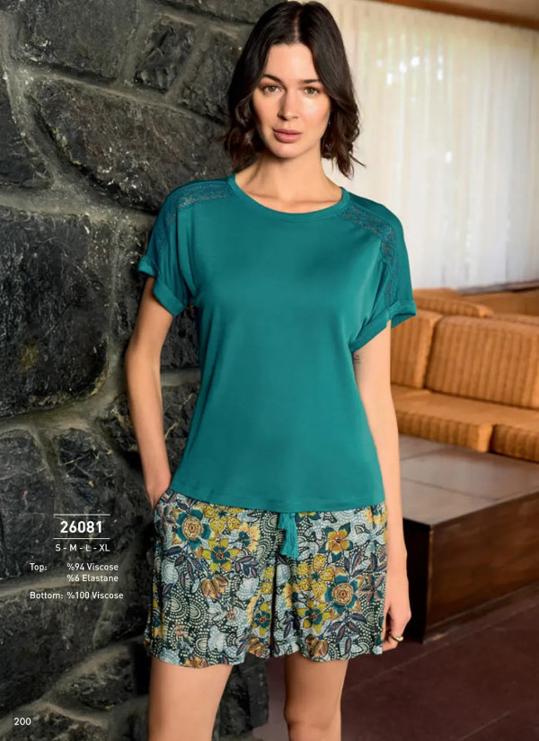 Monamise 26081 Viscose Shorts Homewear Set (S+M+L+XL) — wholesale from Turkey