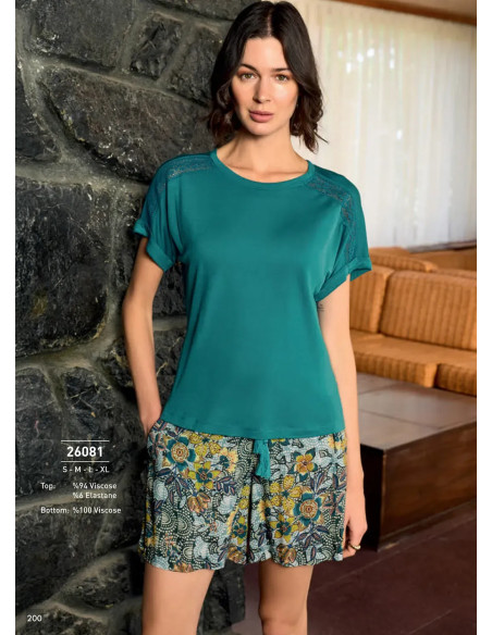 Комплект с Шортами из Вискозы с Эластаном (S+M+L+XL) Monamise 26081 — купить оптом из Турции