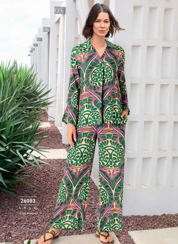 Monamise 26083 Viscose Pants Homewear Set (S+M+L+XL) — direct Turkish factory supply