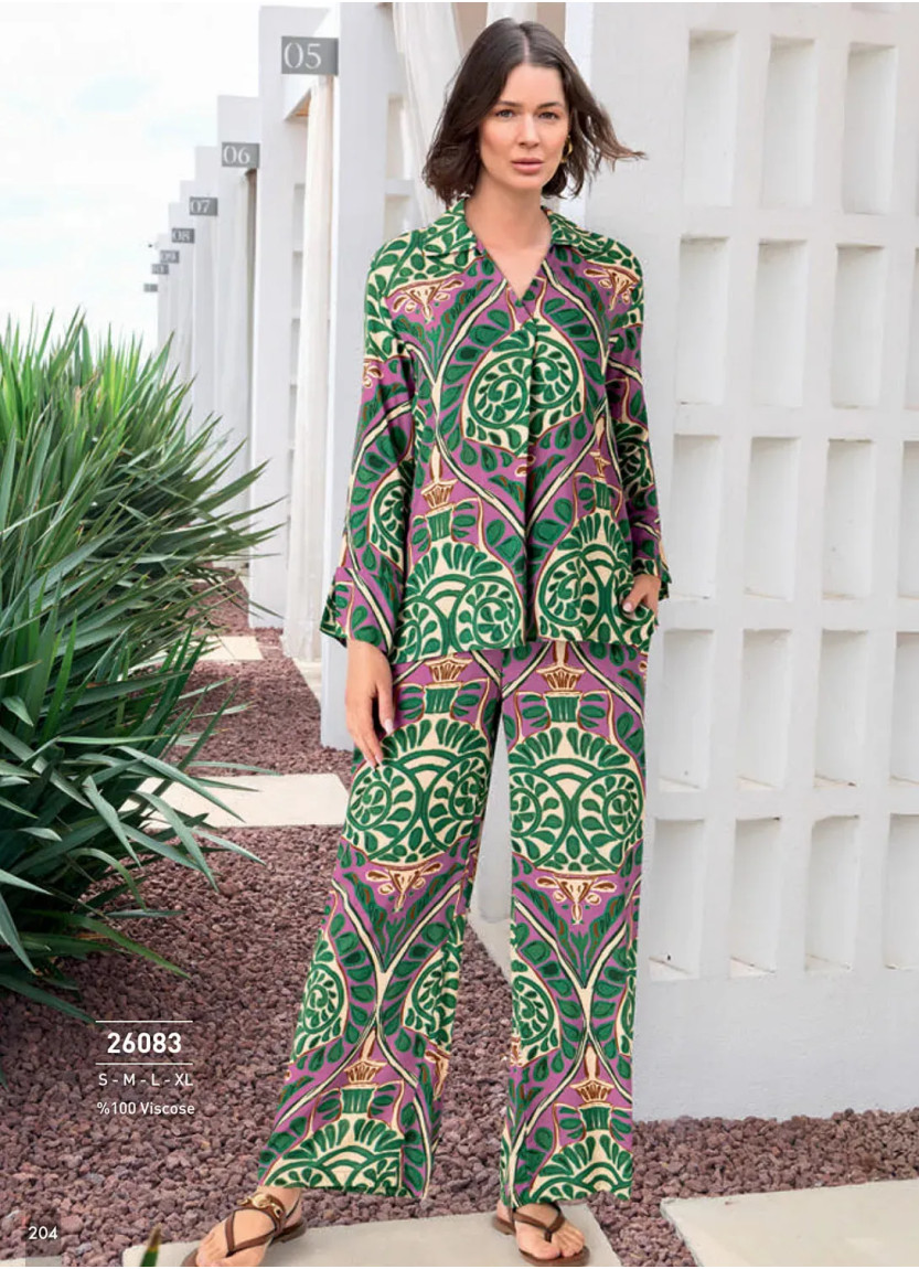 Monamise 26083 Viscose Pants Homewear Set (S+M+L+XL) — direct Turkish factory supply