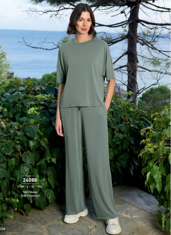 Monamise 26085 Modal Pants Homewear Set (S+M+L+XL+2XL) — Turkish textile wholesale