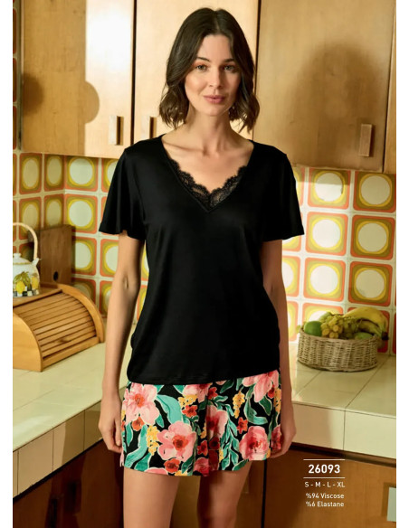 Monamise 26093 Viscose Shorts Homewear Set (S+M+L+XL) — direct Turkish factory supply