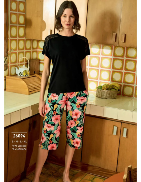 Monamise 26094 Viscose Capri Homewear Set (M+L+XL+2XL) — Turkish factory wholesale