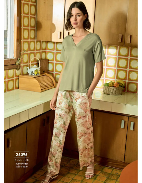 Комплект с Брюками из Модала и Хлопка (S+M+L+XL) Monamise 26096 — прямые поставки из Турции