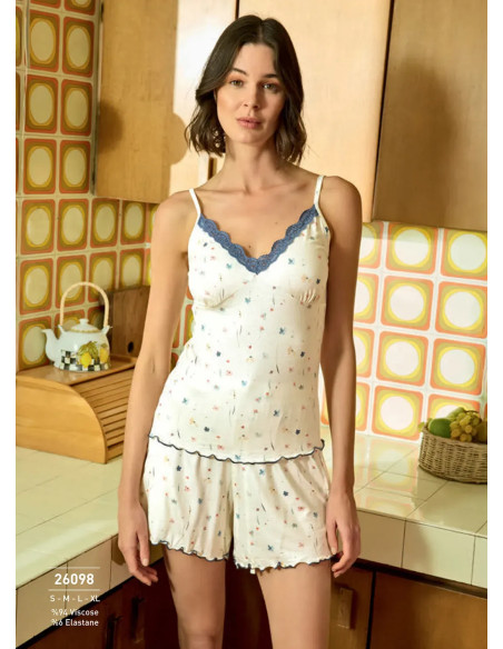 Monamise 26098 Viscose Shorts Homewear Set (S+M+L+XL) — wholesale for boutiques