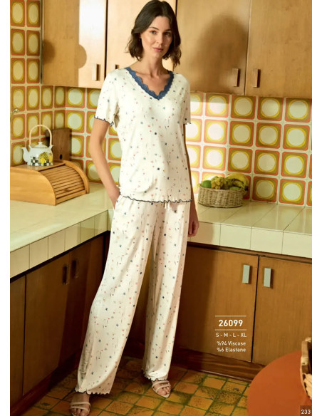 Monamise 26099 Viscose Pants Homewear Set (S+M+L+XL) — wholesale from Turkey