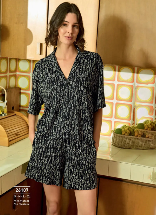 Monamise 26107 Viscose Shorts Homewear Set (S+M+L+XL) — wholesale from Turkey