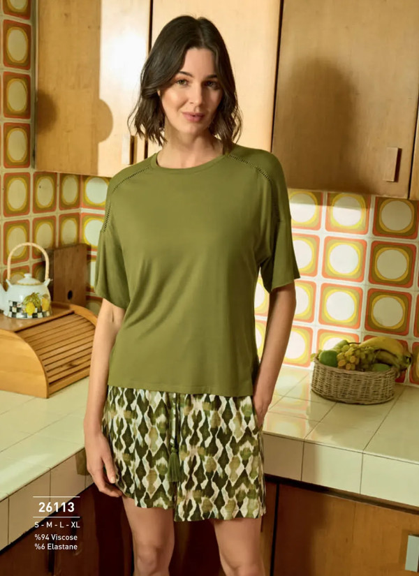 Monamise 26113 Viscose Shorts Homewear Set (S+M+L+XL) — wholesale from Turkey
