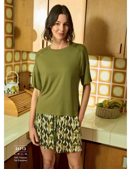 Monamise 26113 Viscose Shorts Homewear Set (S+M+L+XL) — wholesale from Turkey