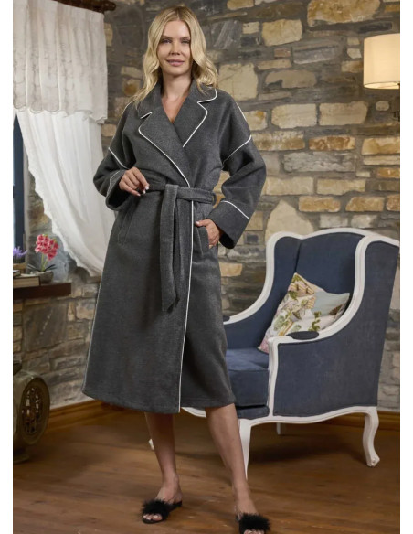 AQUA 26217 ANTRASIT Fleece Women's Robe — direct Turkish factory supply
