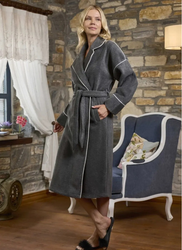 AQUA 26217 ANTRASIT Fleece Women's Robe — direct Turkish factory supply 2