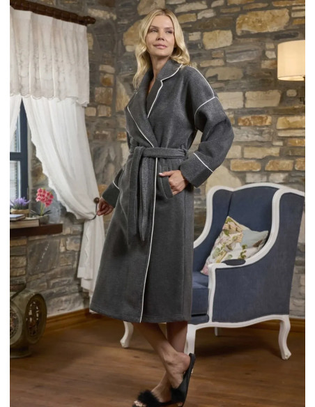 AQUA 26217 ANTRASIT Fleece Women's Robe — wholesale from Turkey