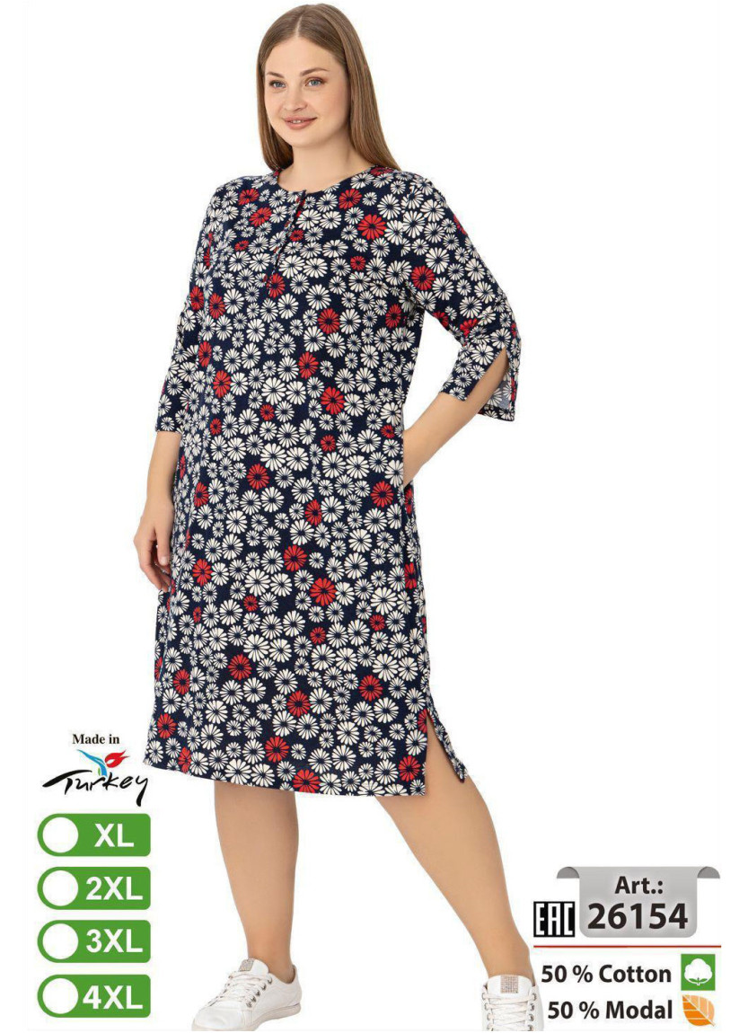 Платье Modal-Cotton (XL+2XL+3XL+4XL) intensive 26154 — купить оптом со Стамбула