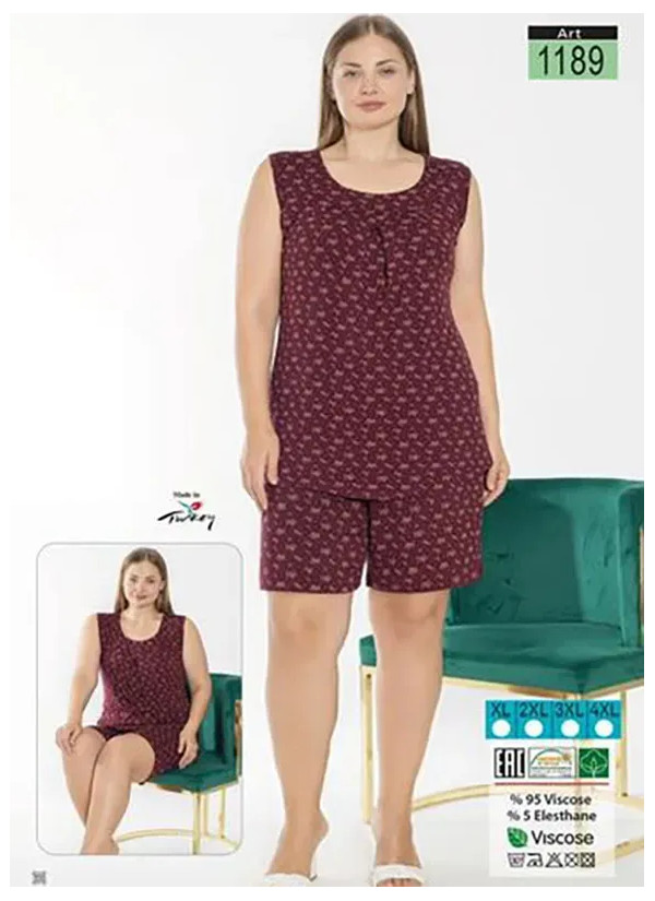 LAGERTHA 1189 Viscose Shorts Homewear Set (XL+XXL+3XL+4XL) — Istanbul wholesale supplier