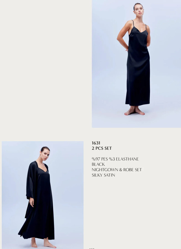 Bonjour Madame 1631 BLACK Satin Nightdress — wholesale for boutiques 2