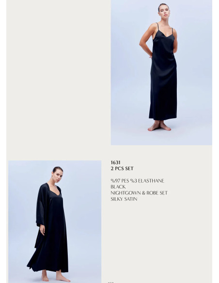 Bonjour Madame 1631 BLACK Satin Nightdress — Turkey wholesale collection