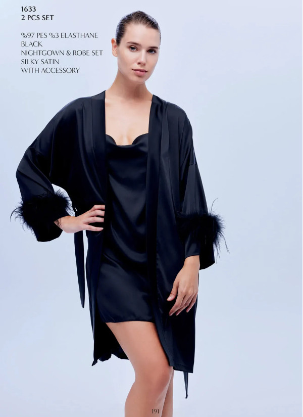 Bonjour Madame 1633 BLACK Satin Nightdress — Istanbul wholesale supplier