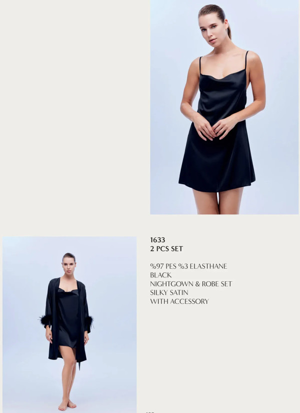 Bonjour Madame 1633 BLACK Satin Nightdress — Istanbul wholesale supplier 2