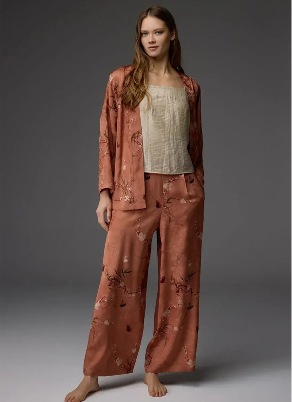 Bonjour Madame 1803 TERRACOTTA Viscose Pants Homewear Set — direct Turkish factory supply