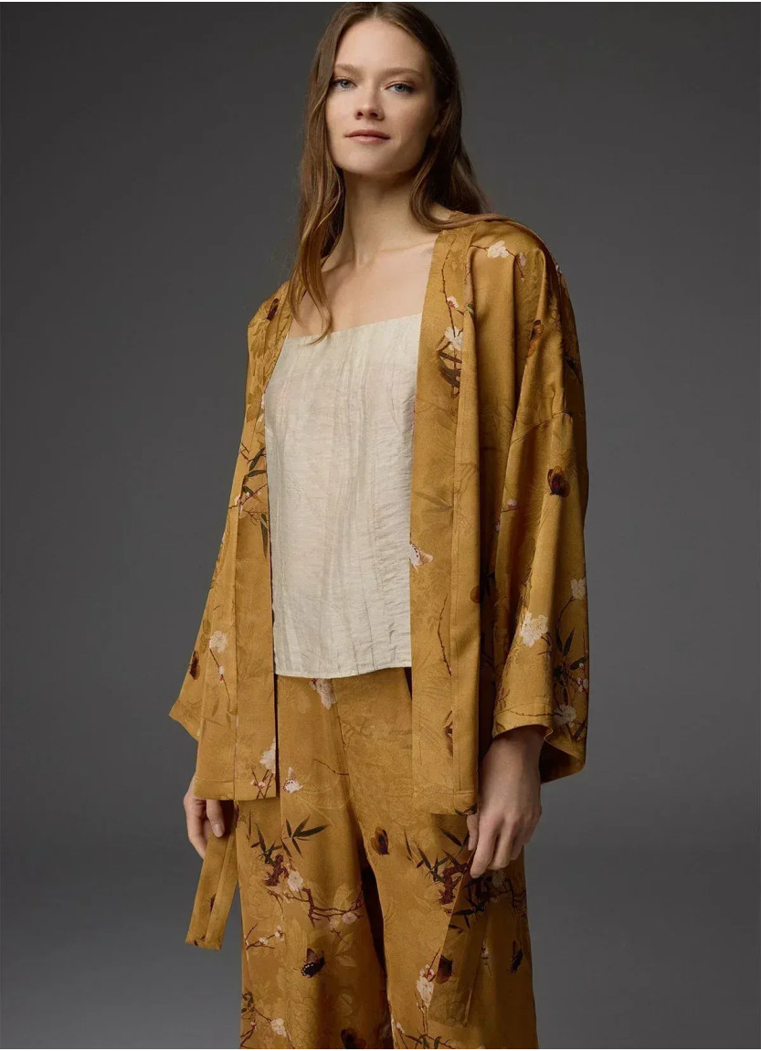 Женский Комплект с Брюками 3-ка VISCOSE JACQUARD SET BONJOUR MADAME 1803 Bonjour Madame 1803 MUSTARD — фабричная коллекция оптом